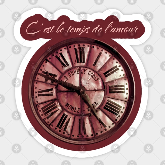 "It is the time of love" Old French Clock Design Sticker by SPACE ART & NATURE SHIRTS 